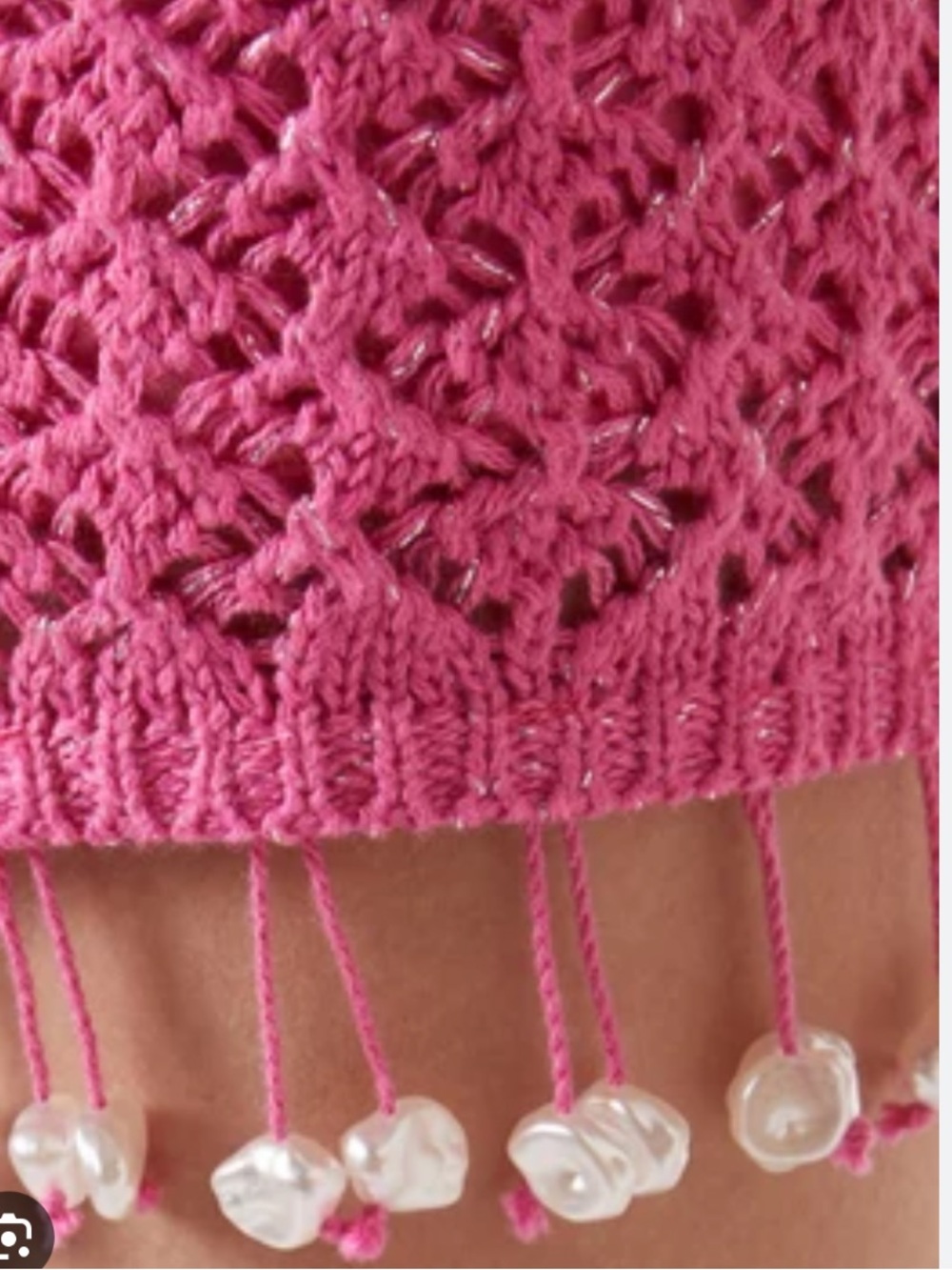 Capittana Daria hot pink Halter Crochet Mini Dress with Beaded Tassel Trim - Picture 10 of 12